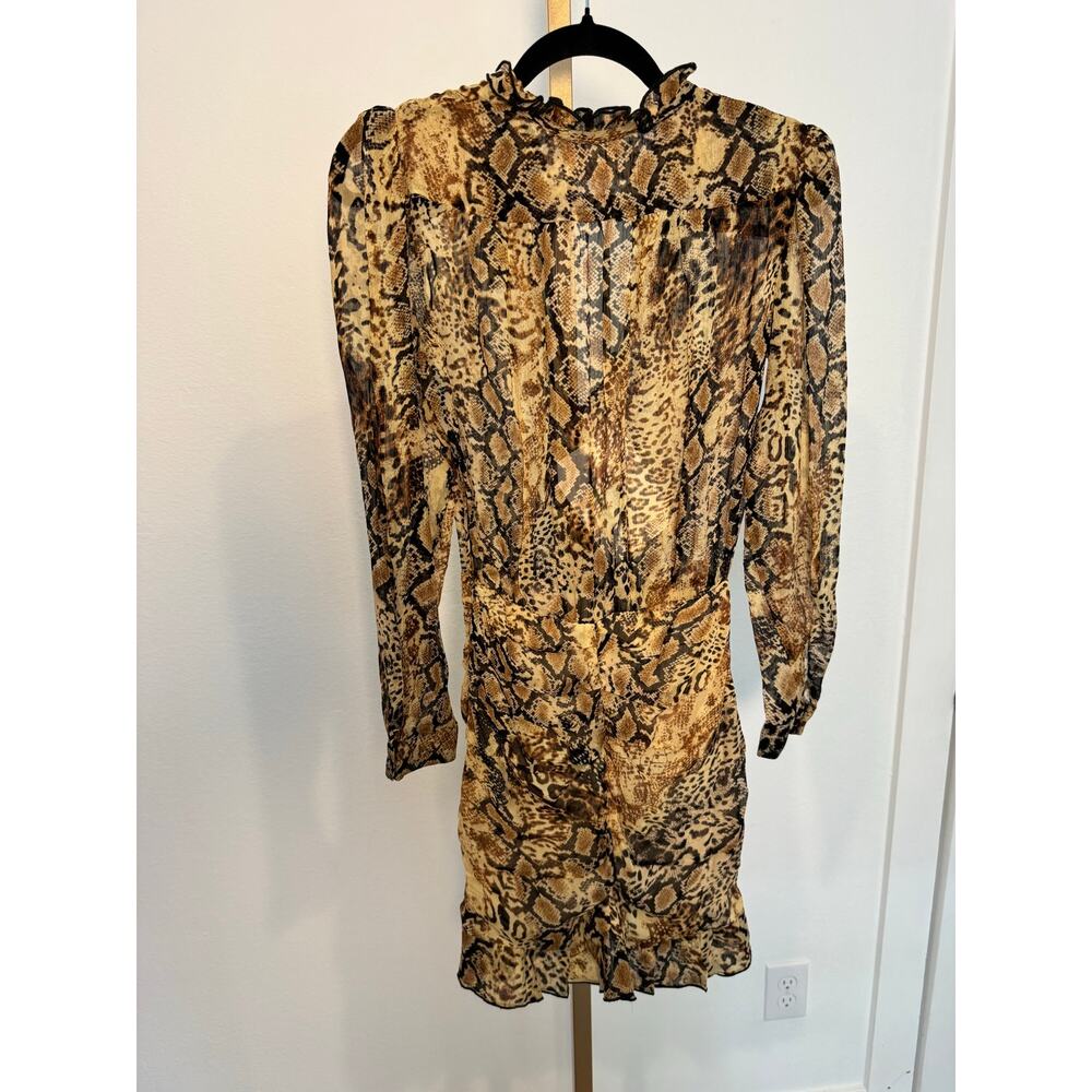 ba&sh | Rackel Ruched Snake-Print Georgette Mini Dress - Picture 11 of 12